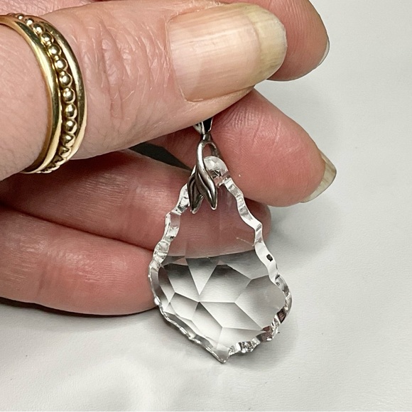 Vintage Sterling Silver Cut Crystal Pendant for Necklace - Picture 6 of 8